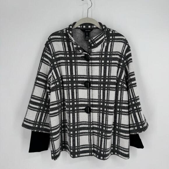 Ali Miles sweater PXL black white check artsy oversized office career work - Picture 2 of 6